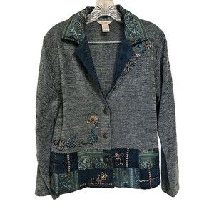 Vintage Teddi Women’s Acrylic Embroidered Long sleeve Button Jacket SZ Medium